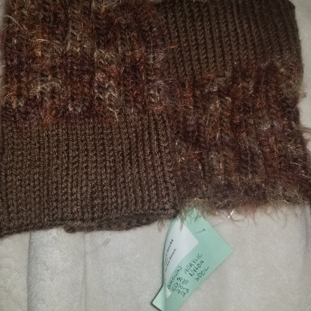 Brown hand knit boot socks